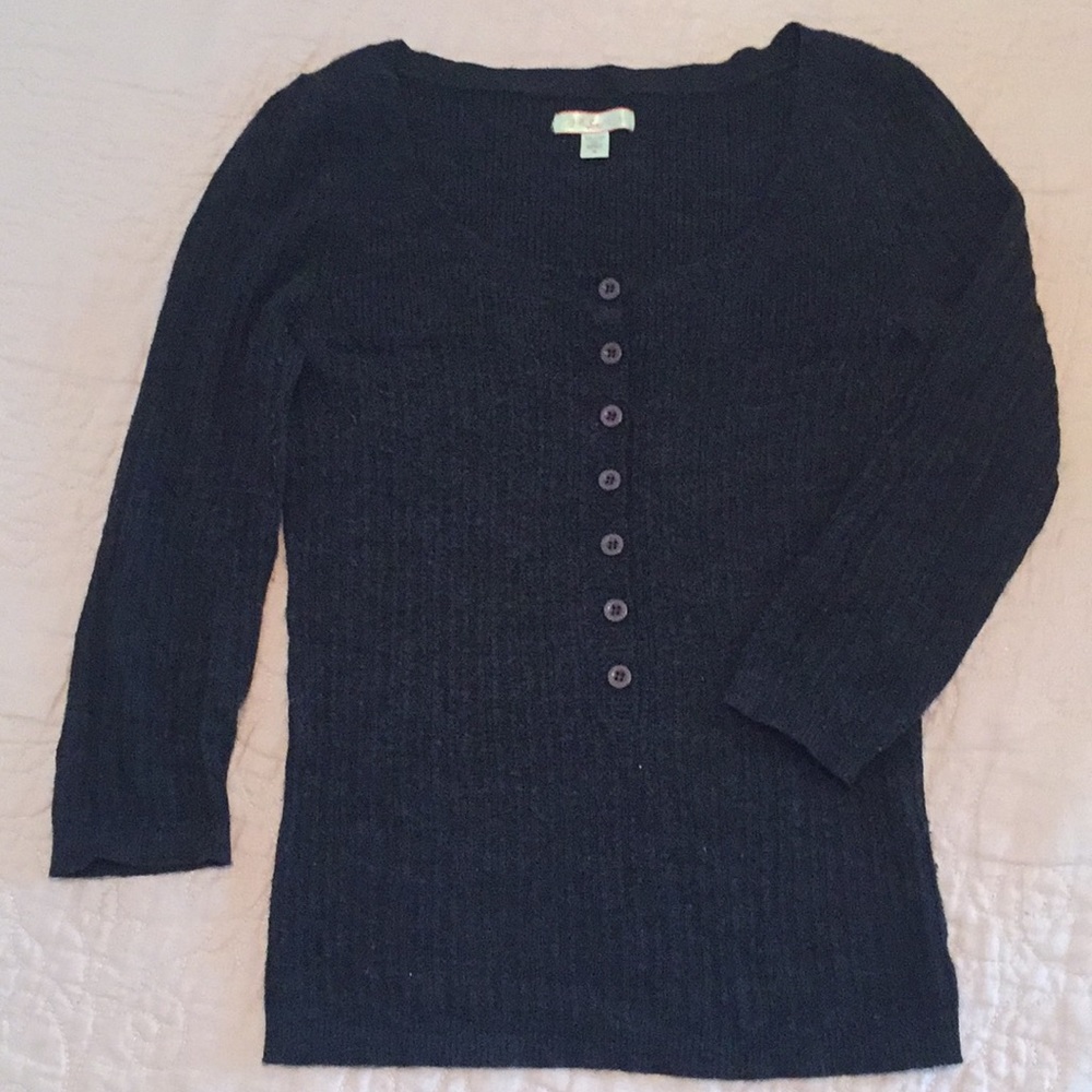 Heathered Black Lux super soft 3/4 sleeve Henley